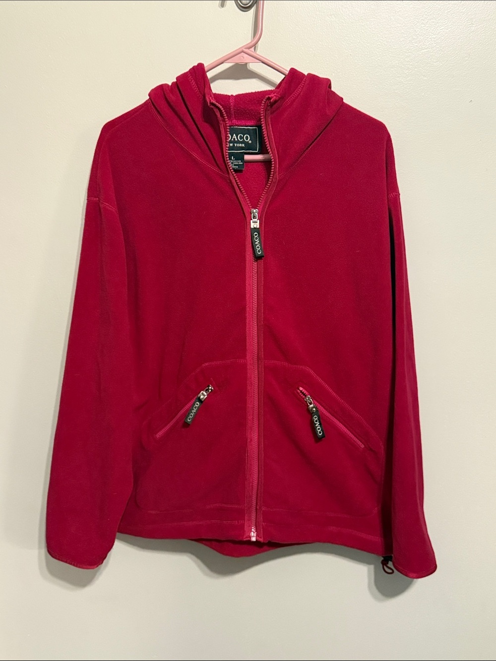 Chaco New York Red Hooded Full-Zip Fleece Sweatshirt